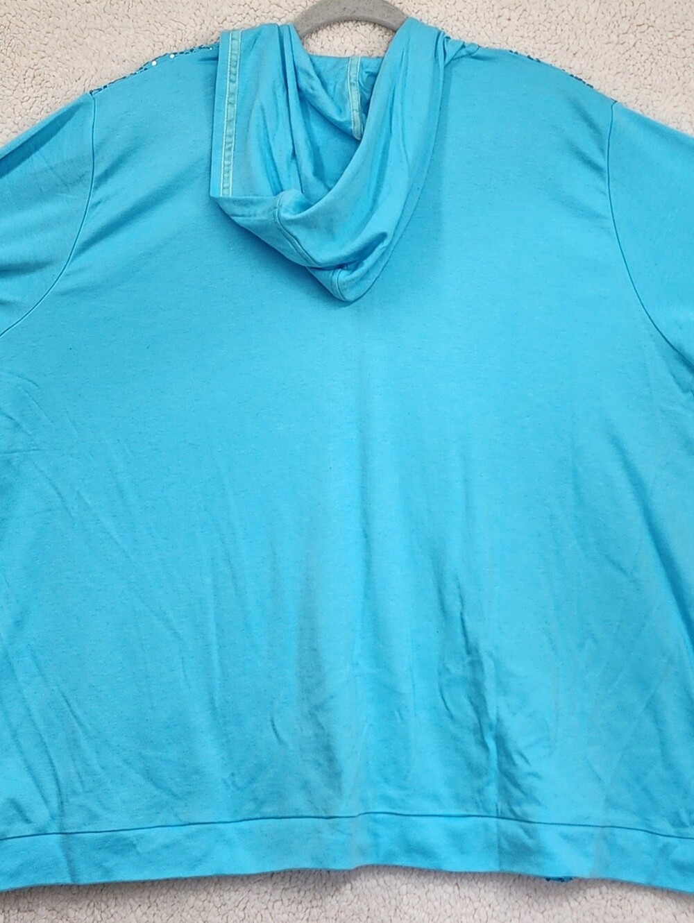 Quacker Factory Women’s Blue Sequin Zip-Up Hoodie Jacket 3X New Sparkle Glam - Picture 7 of 11